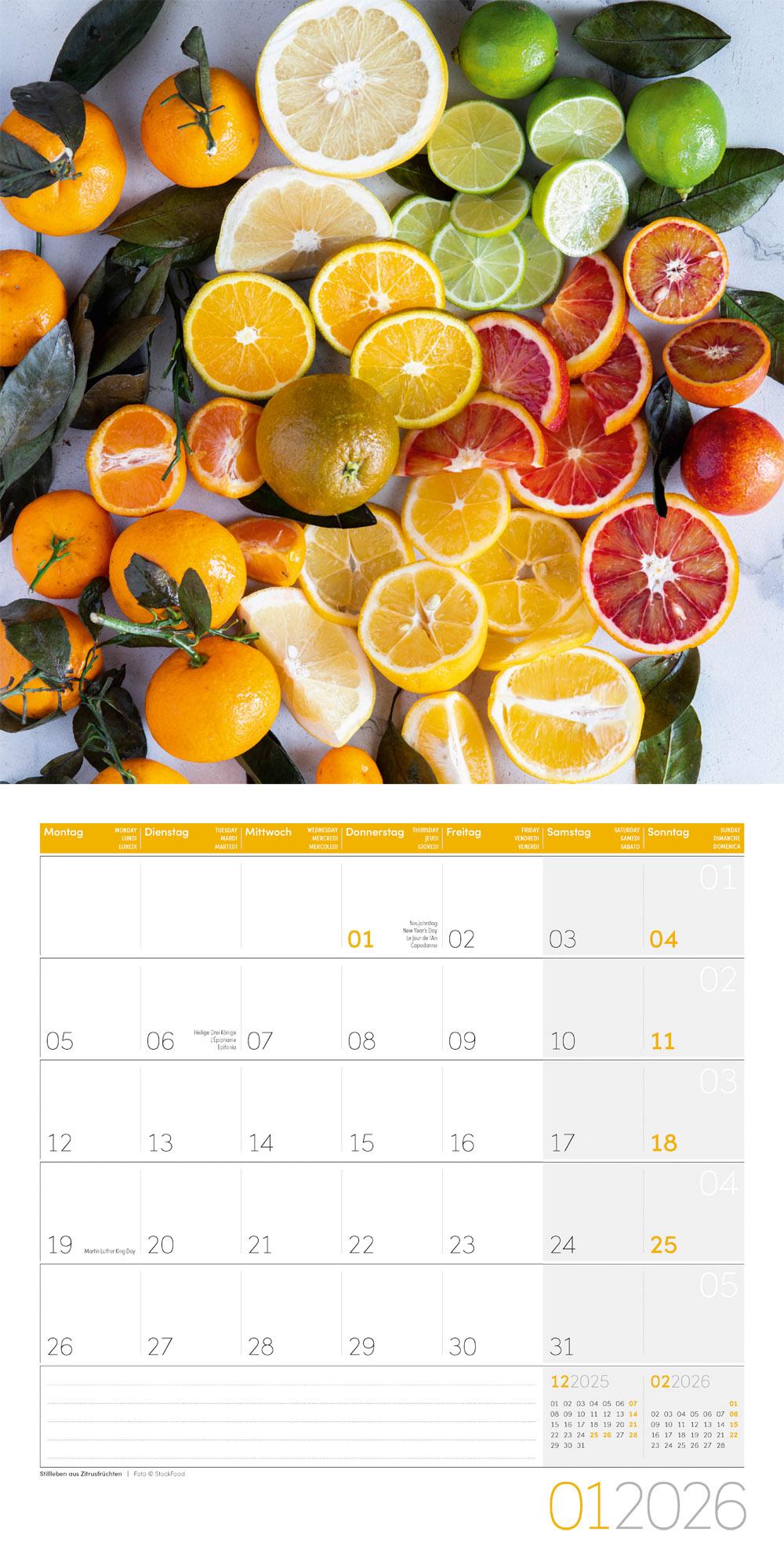 Beispielinhalt (Bild) Food Broschürenkalender 2026 - 30x30 - Art12