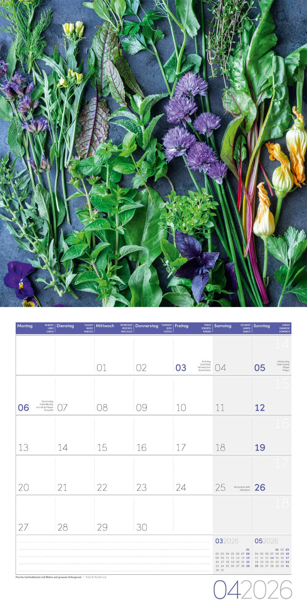 Beispielinhalt (Bild) Food Broschürenkalender 2026 - 30x30 - Art12