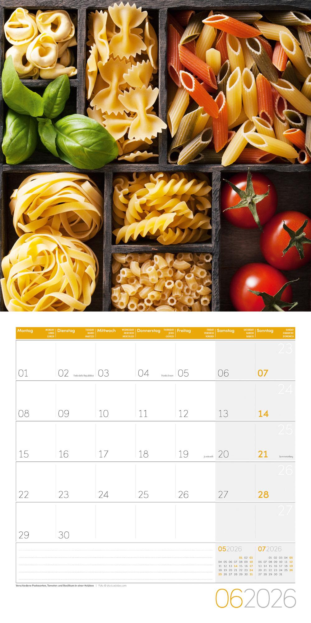 Beispielinhalt (Bild) Food Broschürenkalender 2026 - 30x30 - Art12