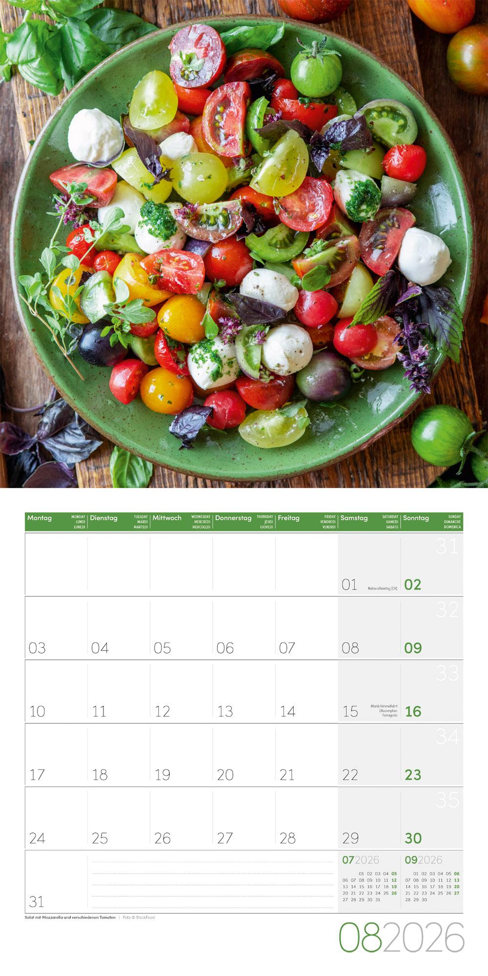 Beispielinhalt (Bild) Food Broschürenkalender 2026 - 30x30 - Art12
