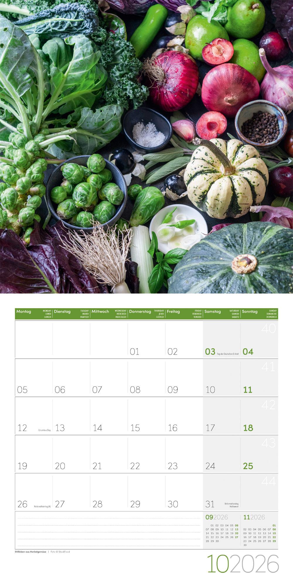 Beispielinhalt (Bild) Food Broschürenkalender 2026 - 30x30 - Art12