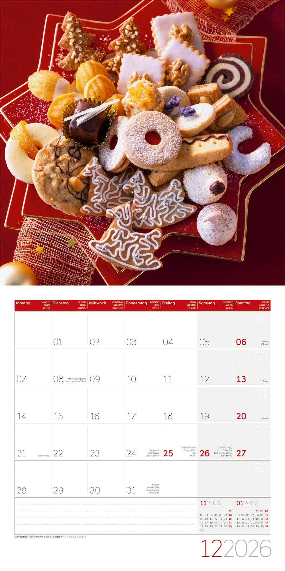 Beispielinhalt (Bild) Food Broschürenkalender 2026 - 30x30 - Art12
