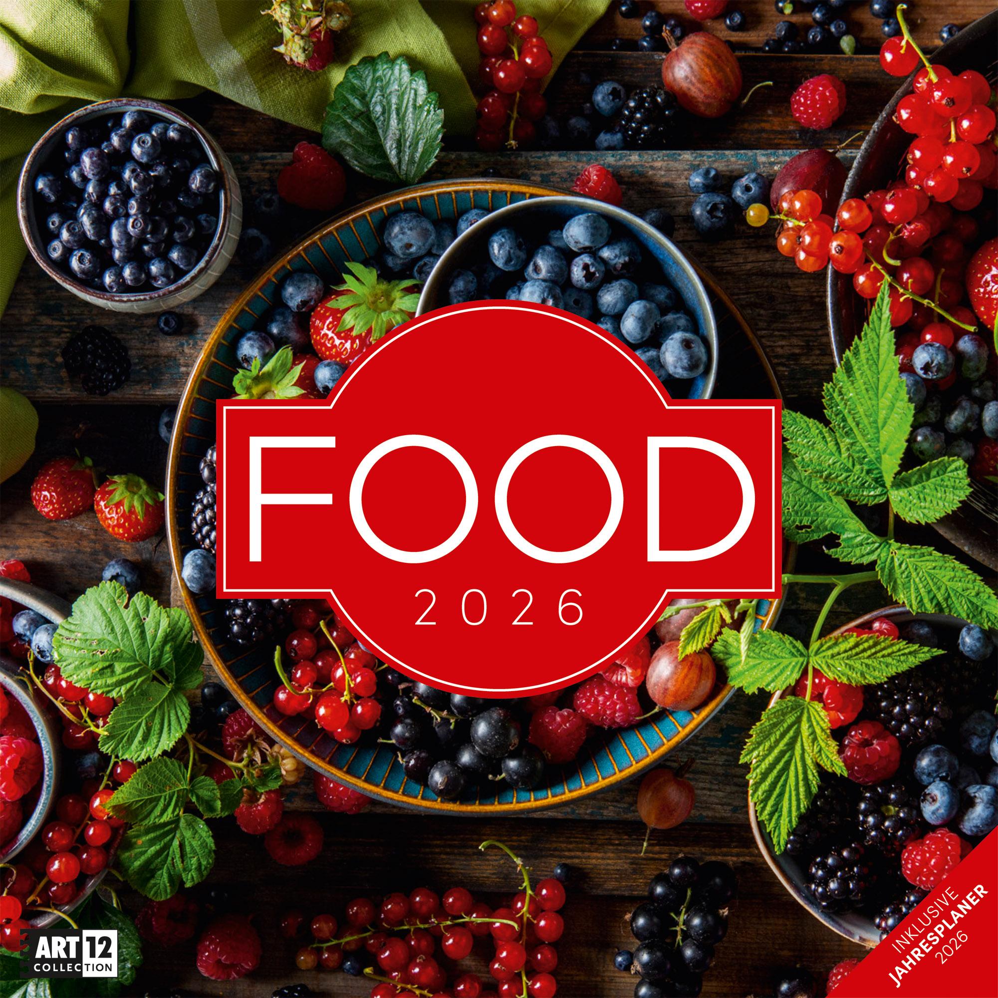 Vorderes Coverbild Food Broschürenkalender 2026 - 30x30 - Art12