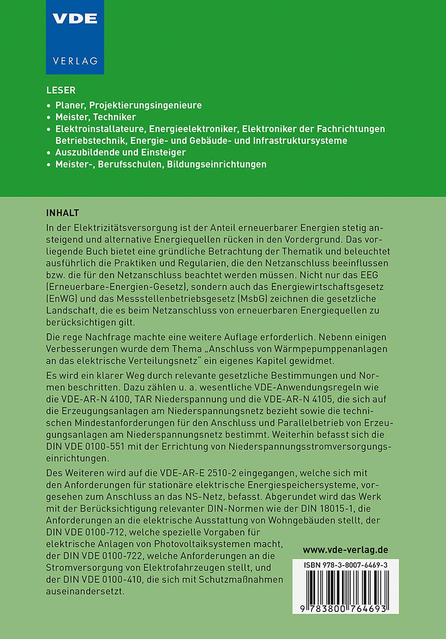 Rückseitencover Netzanschluss - dezentrale und regenerative Erzeugungsanlagen am Niederspannungsnetz (NS-Netz)