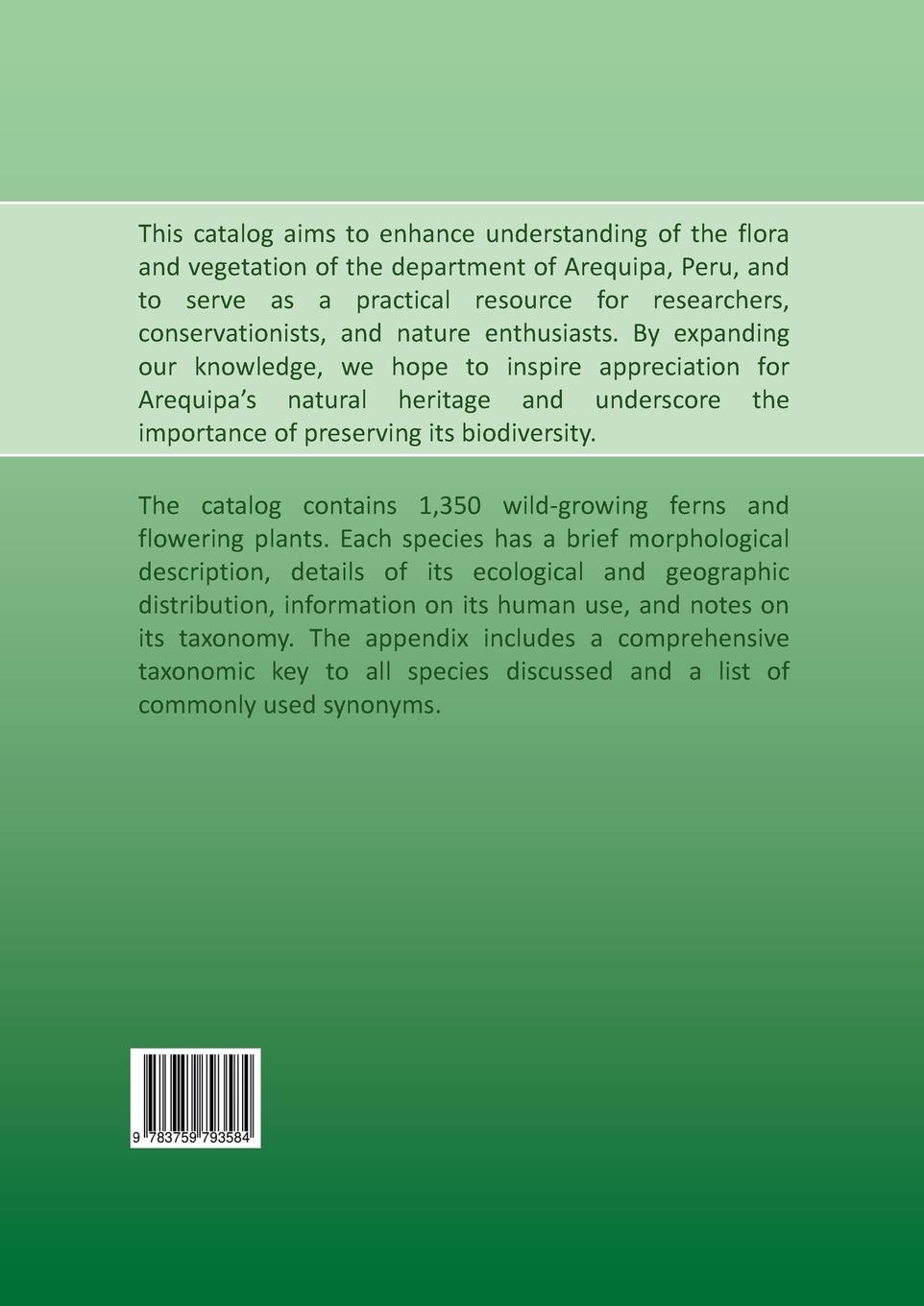 Rückseitencover Catalog of Vascular Plants of Arequipa, Peru
