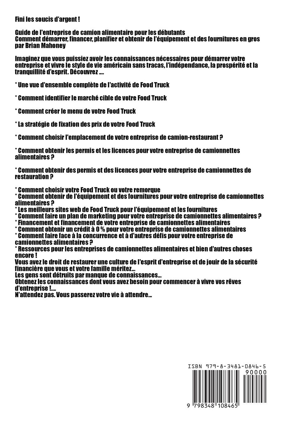 Rückseitencover Guide du Food Truck pour les débutants