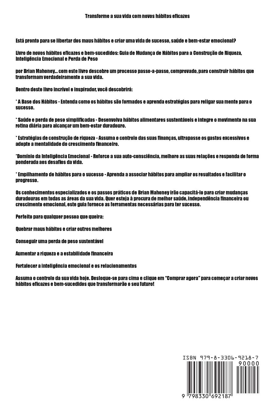 Rückseitencover Livro Novos hábitos eficazes e bem-sucedidos