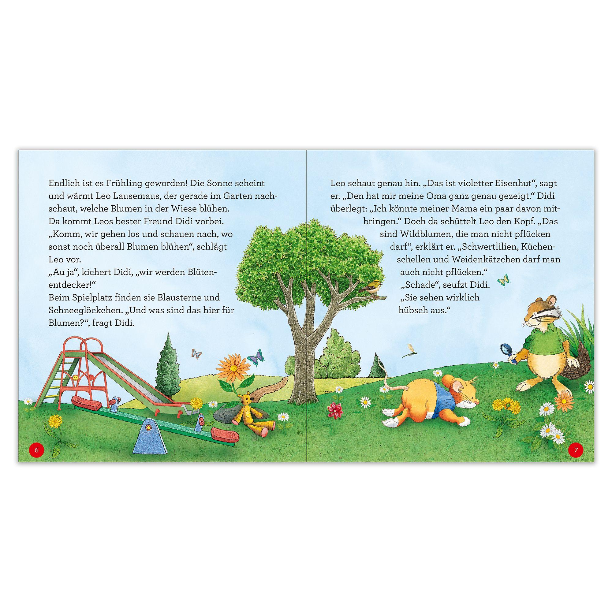 Beispielinhalt (Bild) Ab nach draußen, Leo Lausemaus. Geschichten für kleine Entdecker