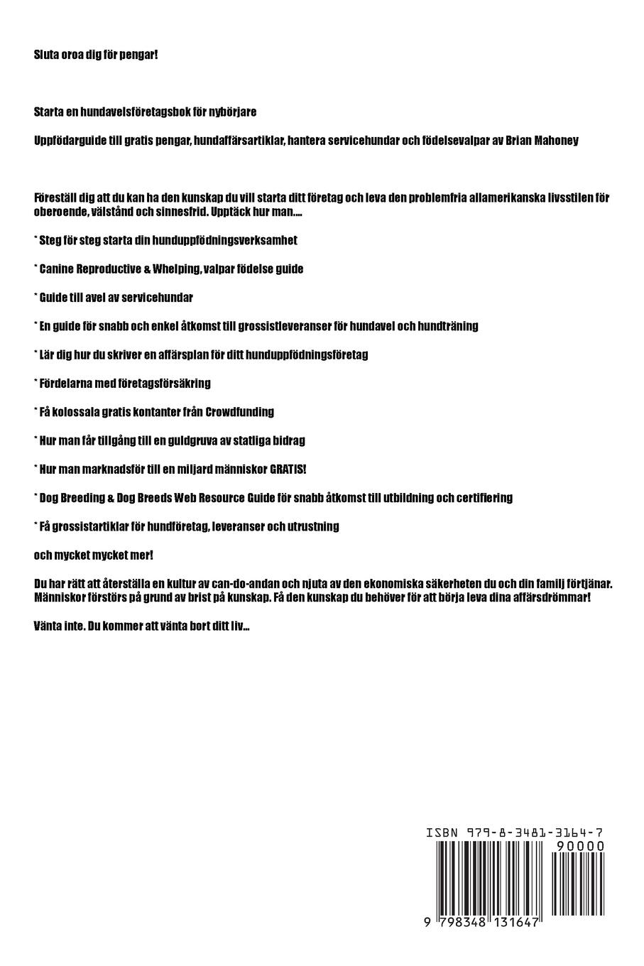 Rückseitencover Starta ett hundavelsföretag Bok för nybörjare