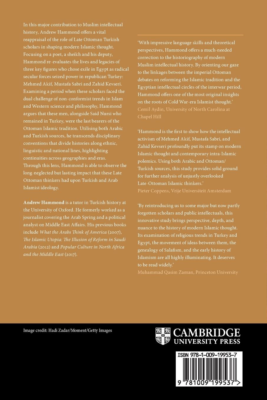 Rückseitencover Late Ottoman Origins of Modern Islamic Thought