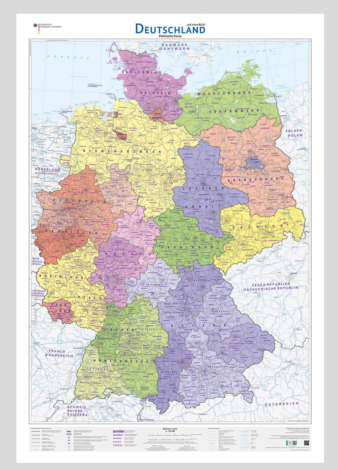 Vorderes Coverbild Deutschland auf einen Blick! Politische Karte 1:750 000