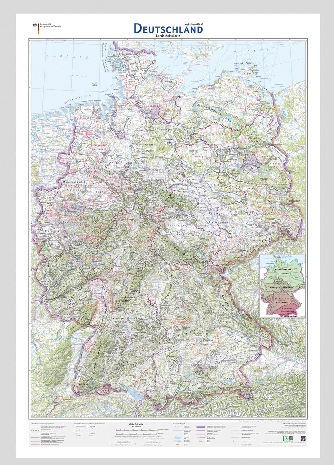 Vorderes Coverbild Deutschland auf einen Blick! Landschaftskarte 1:750 000