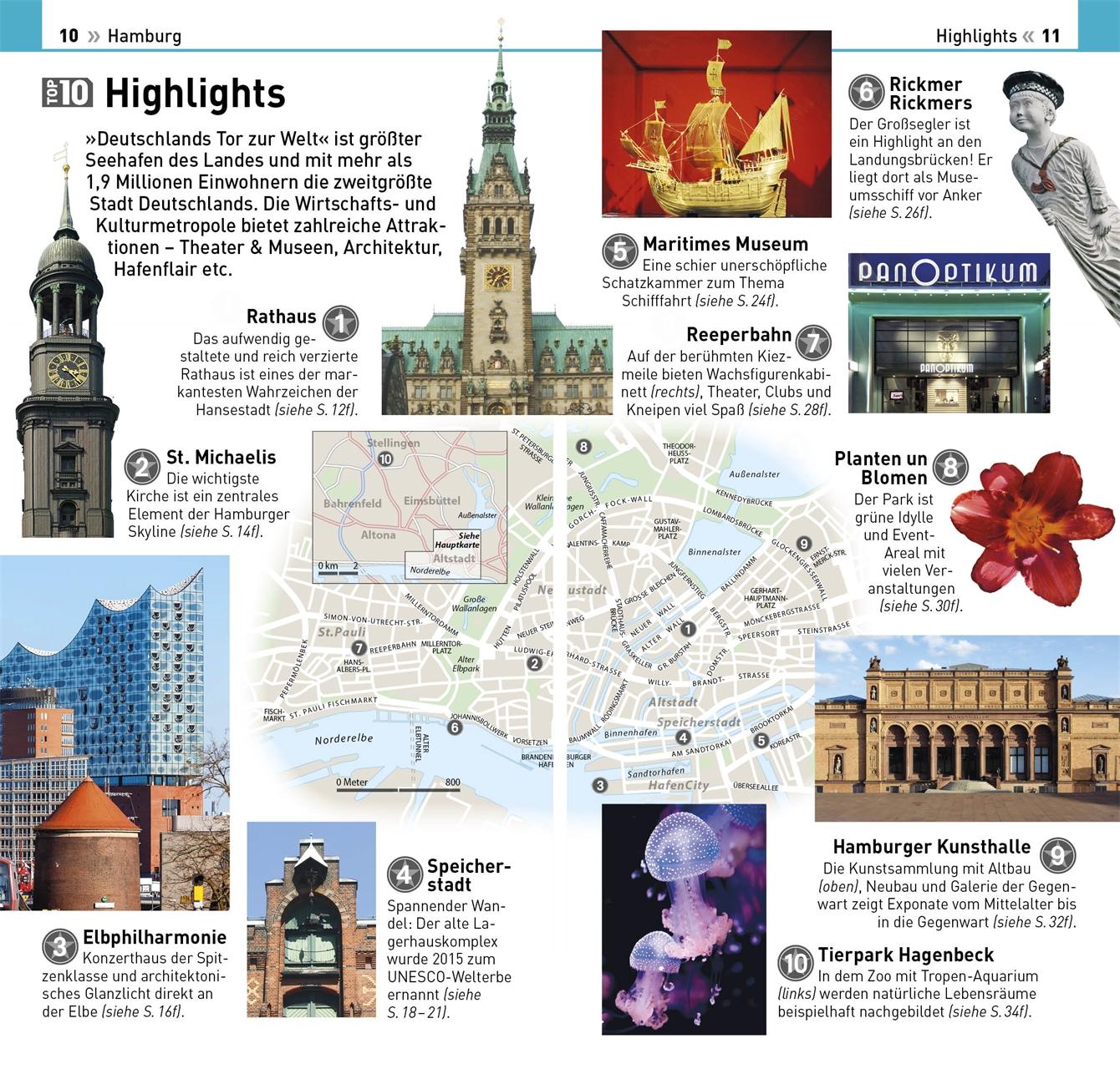 Beispielinhalt (Bild) TOP10 Reiseführer Hamburg