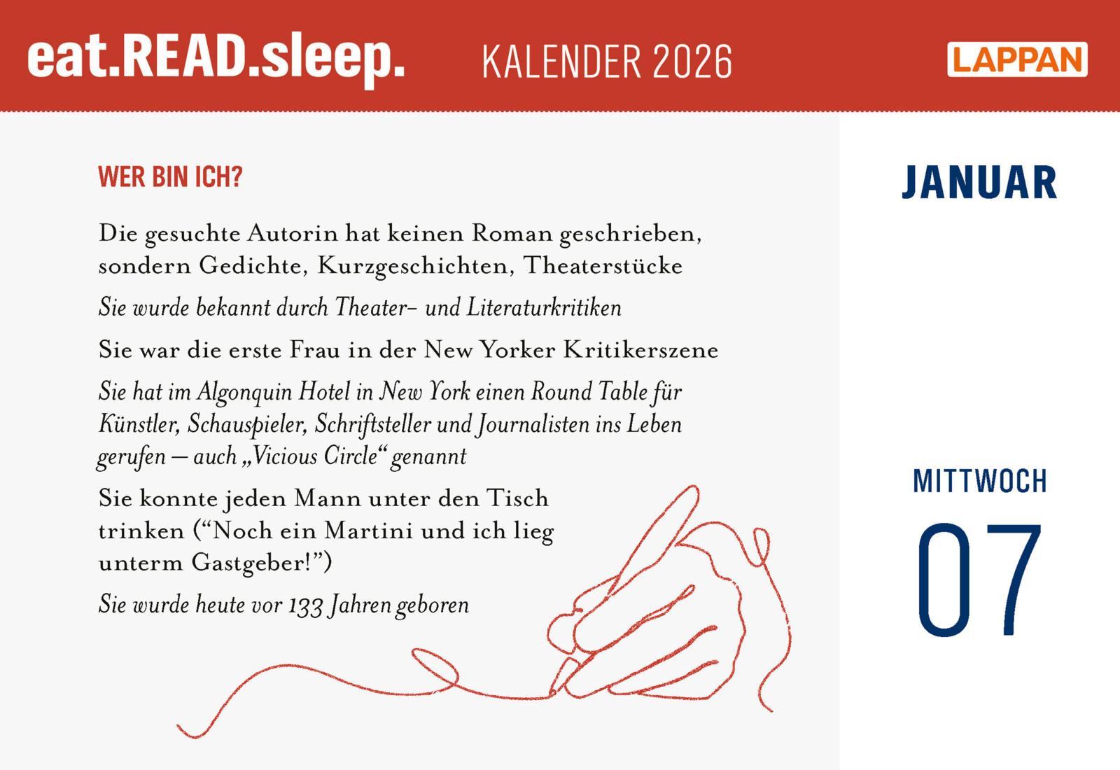 Beispielinhalt (Bild) eat.READ.sleep Tageskalender 2026