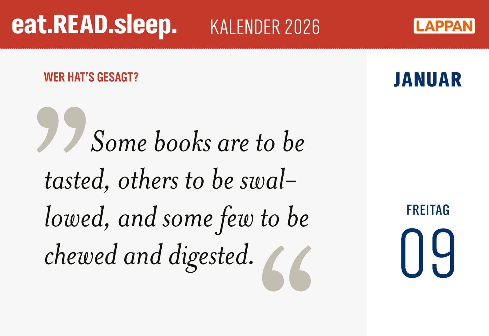 Beispielinhalt (Bild) eat.READ.sleep Tageskalender 2026
