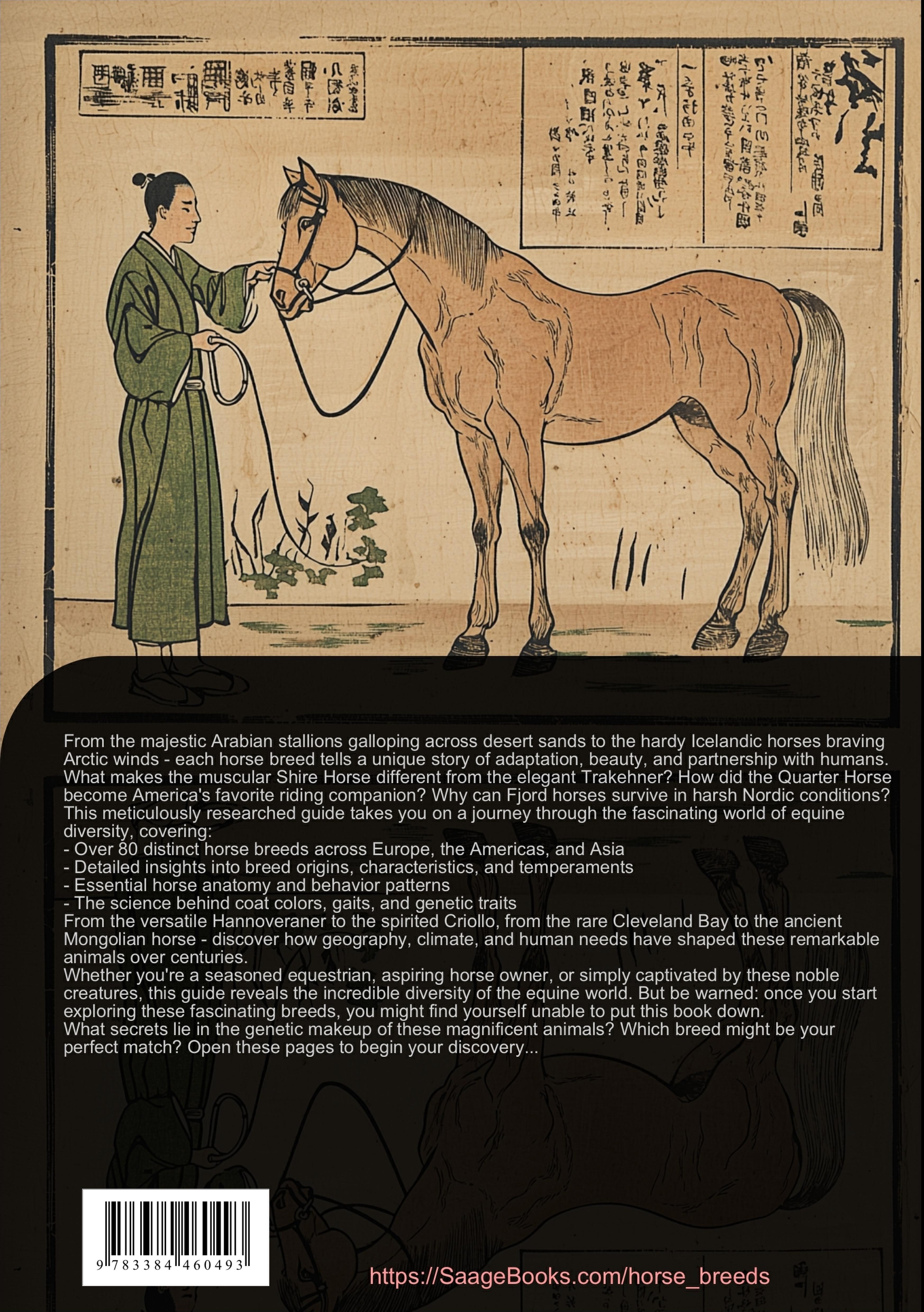 Rückseitencover Horse Breeds: A Complete Guide to Types of Horses from Arabian to Icelandic