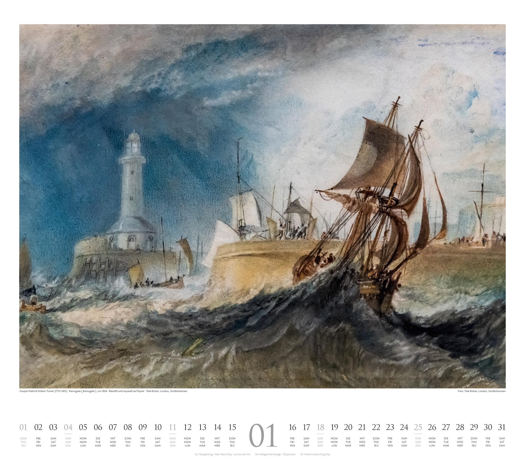 Beispielinhalt (Bild) William Turner Kalender 2026