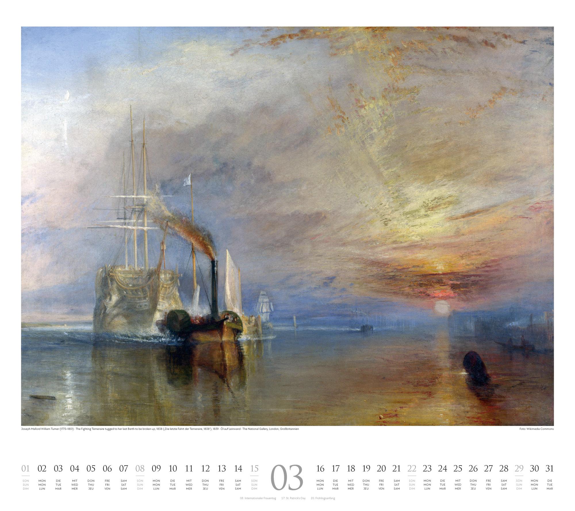 Beispielinhalt (Bild) William Turner Kalender 2026