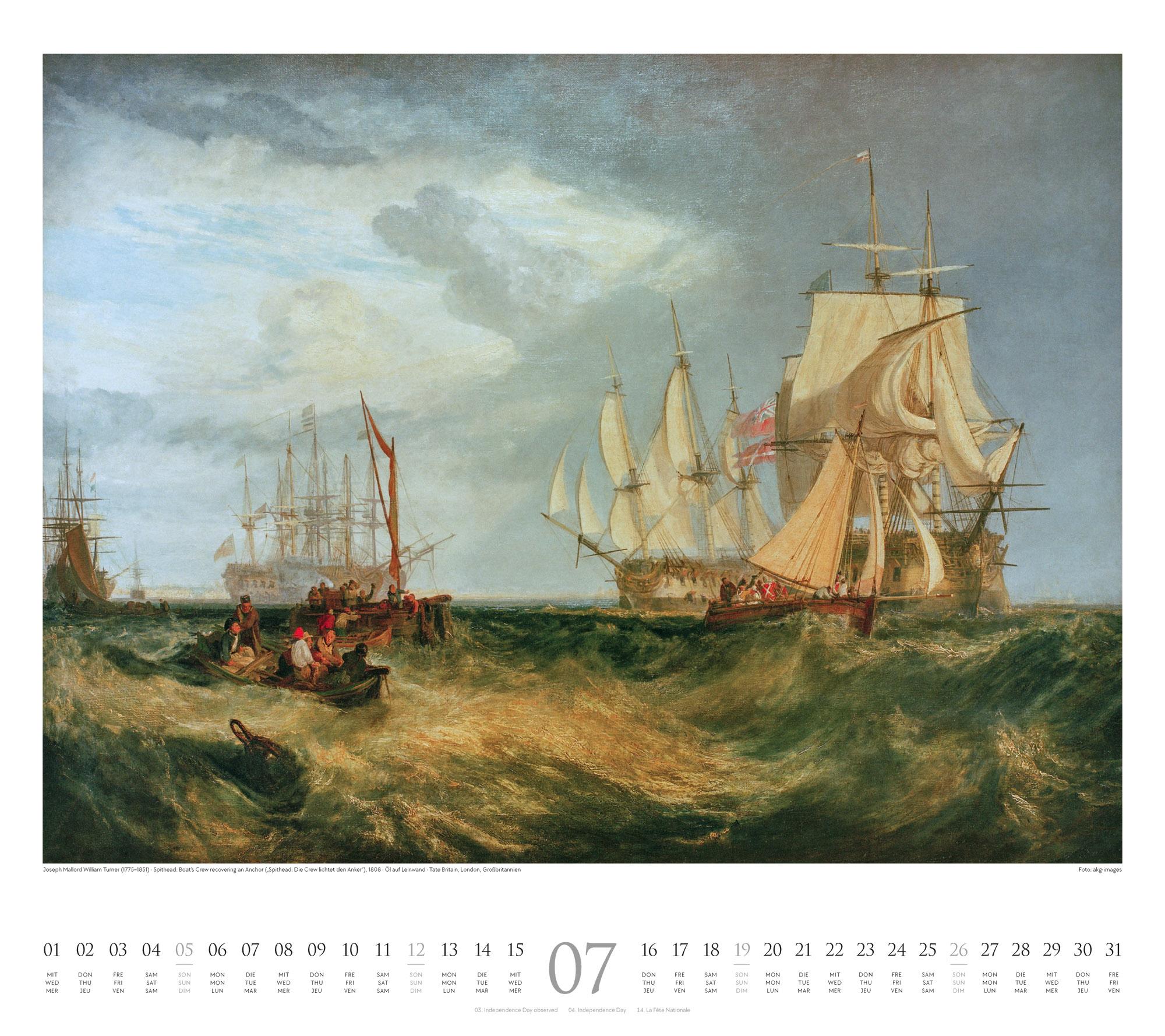 Beispielinhalt (Bild) William Turner Kalender 2026