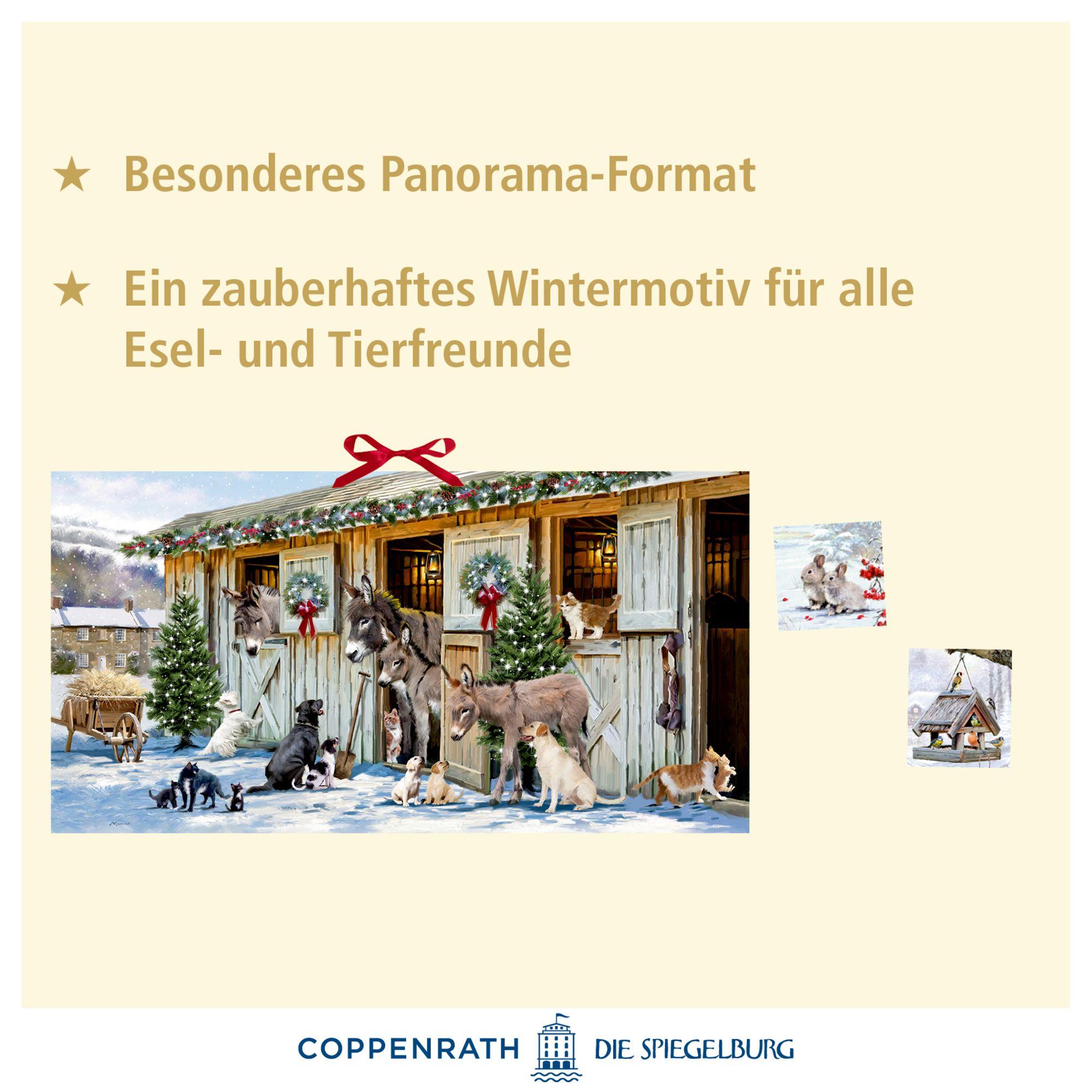 Beispielinhalt (Bild) Wand-Adventskalender - Nostalgische Weihnacht bei den Tieren im Stall