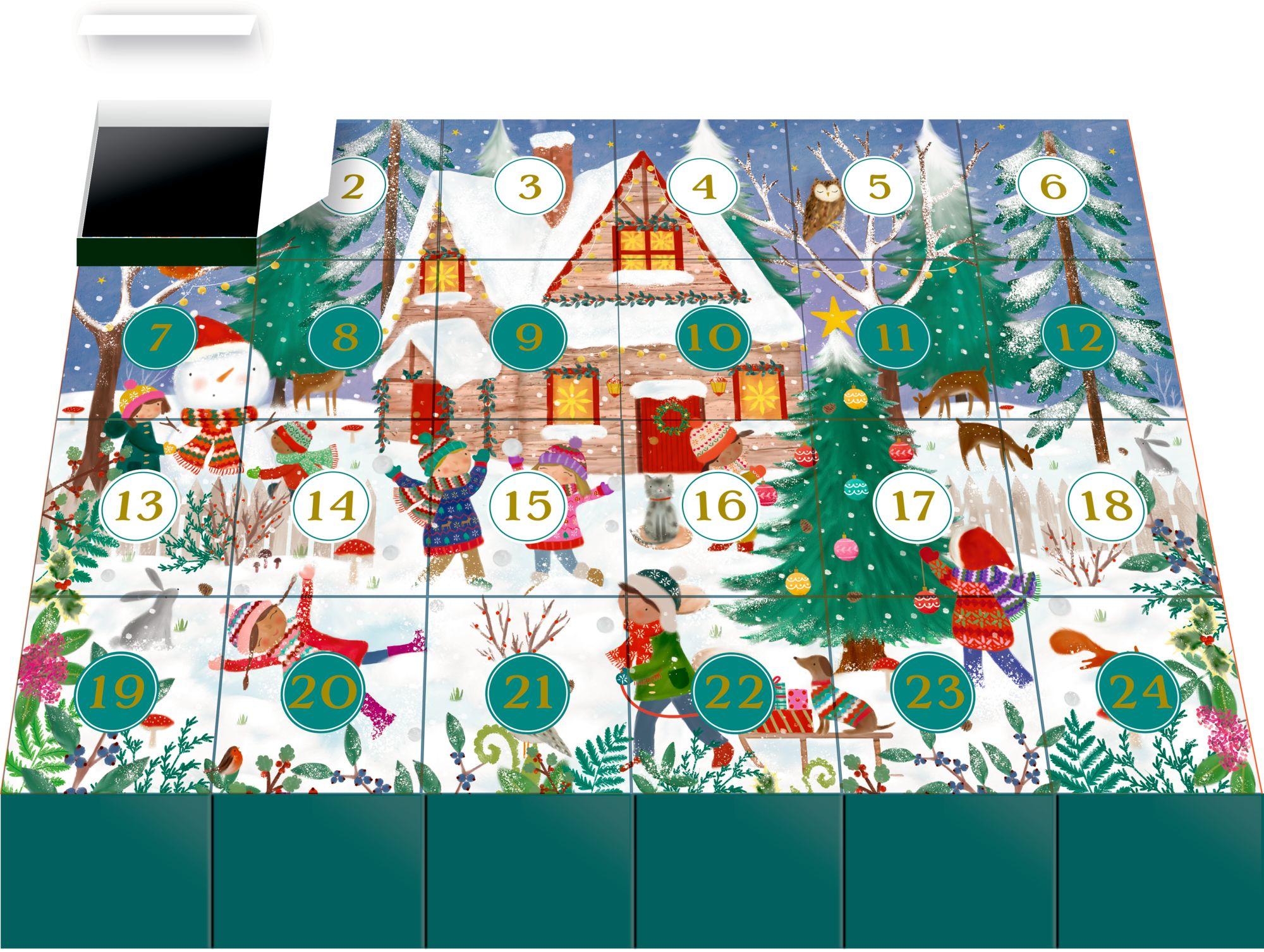 Beispielinhalt (Bild) Puzzle-Adventskalender - Fröhliche Winterzeit