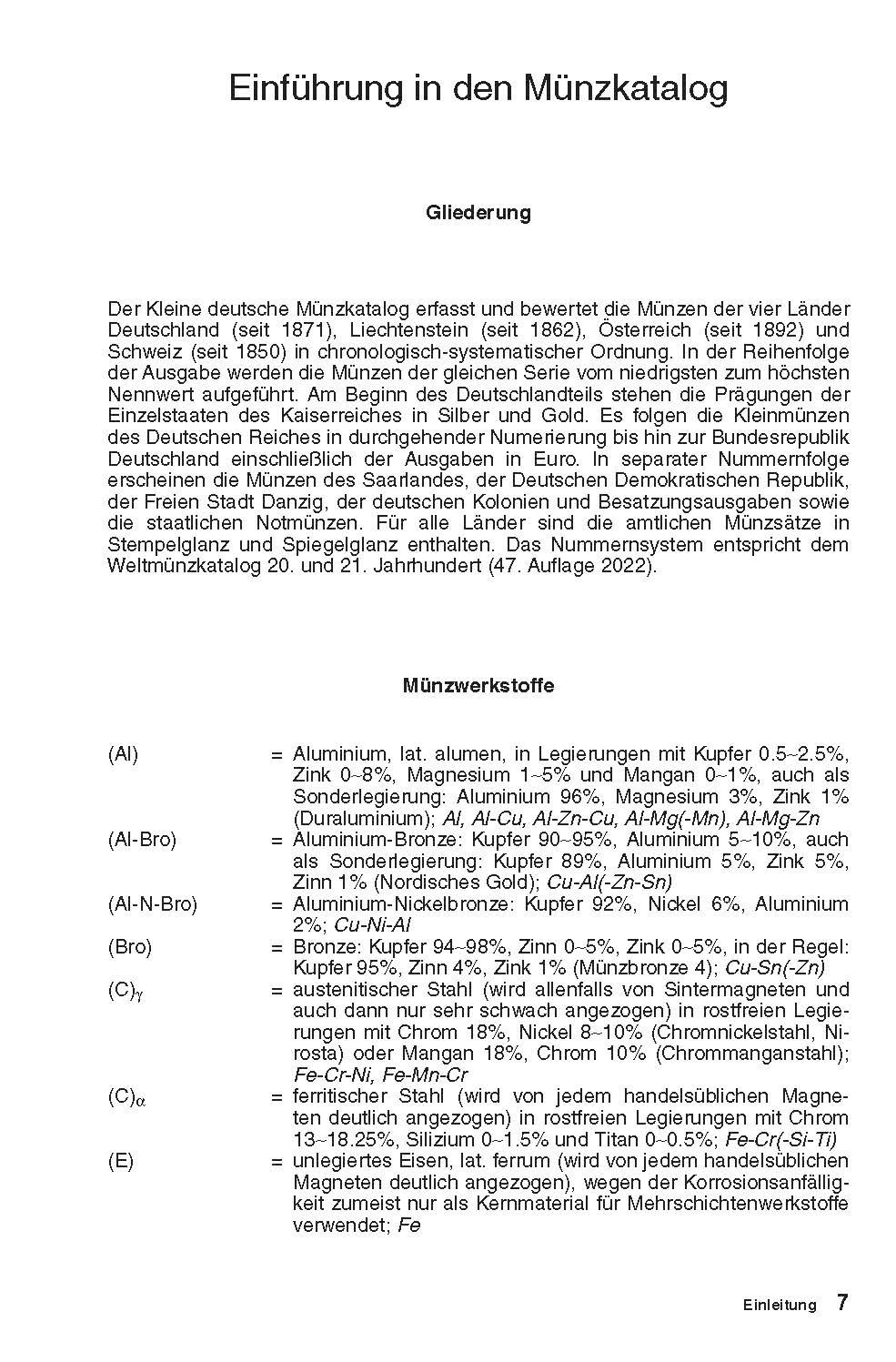 Beispielinhalt (Bild) Kleiner deutscher Münzkatalog