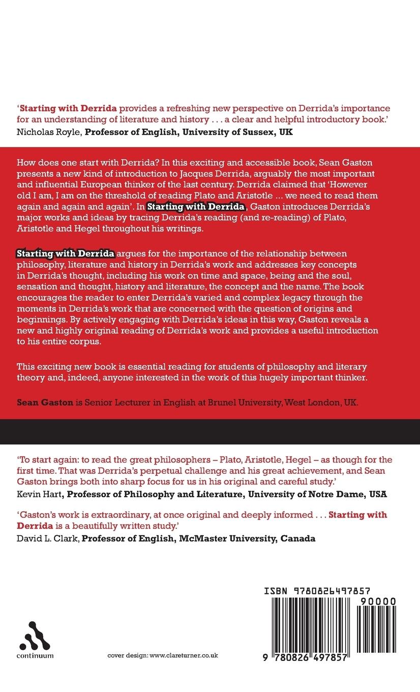 Rückseitencover Starting with Derrida