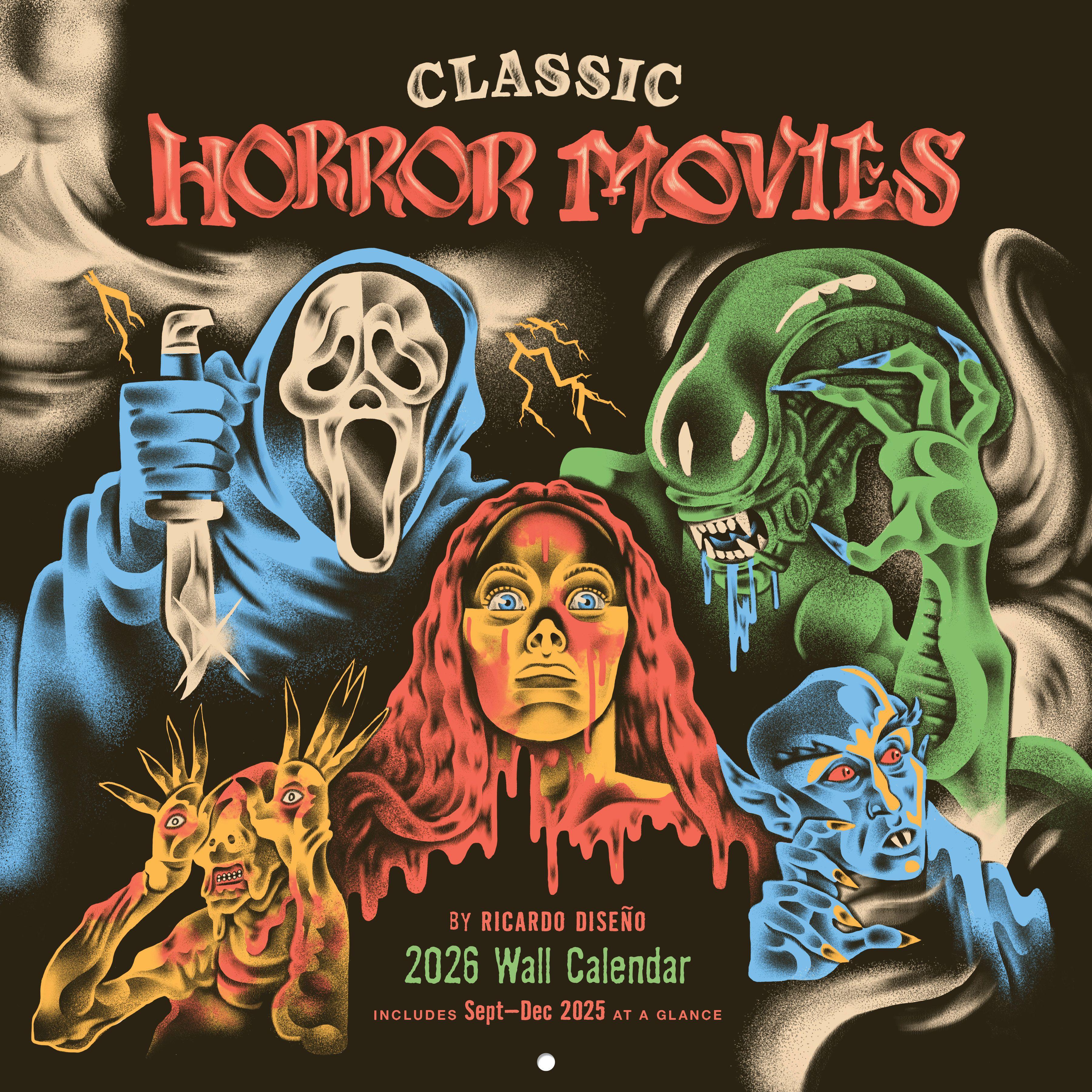 Vorderes Coverbild Classic Horror Movies 2026 Wall Calendar