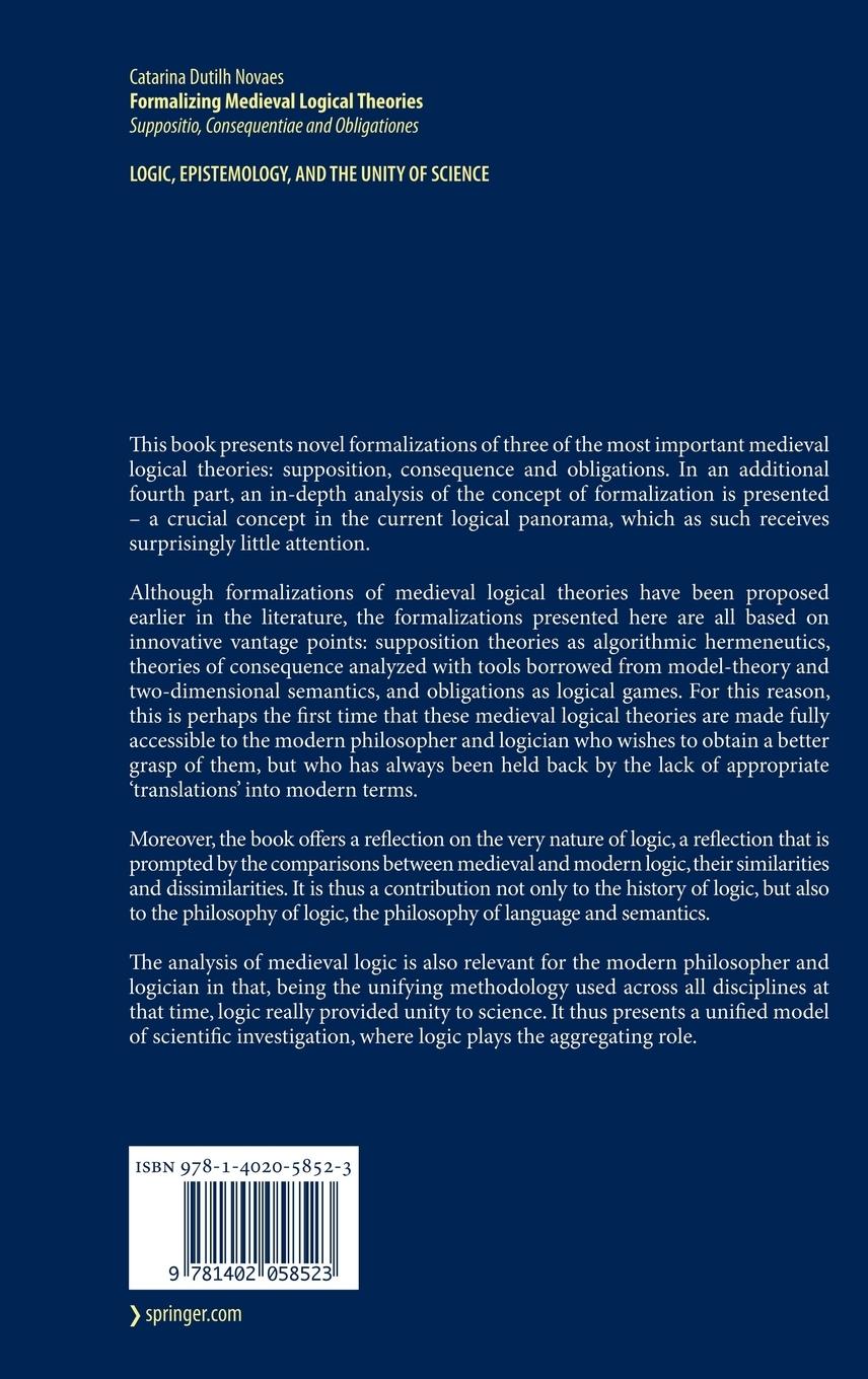 Rückseitencover Formalizing Medieval Logical Theories