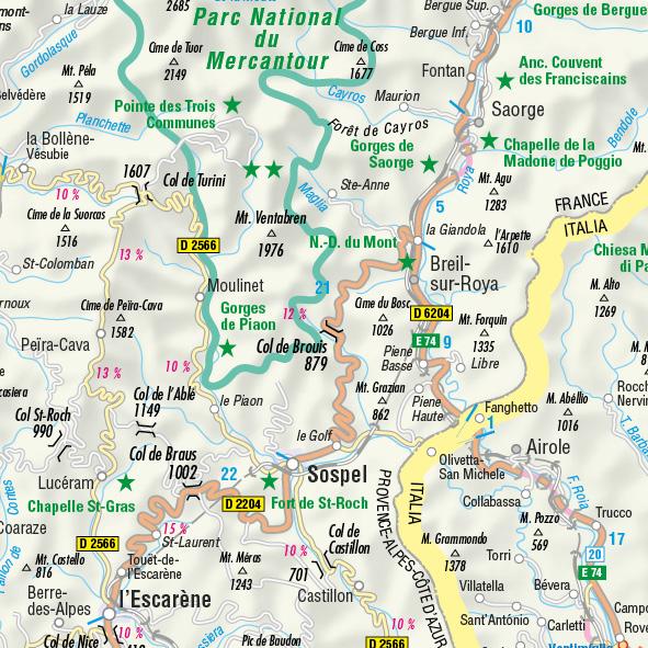 Beispielinhalt (Bild) FolyMaps Motorradkarten Frankreich Süd