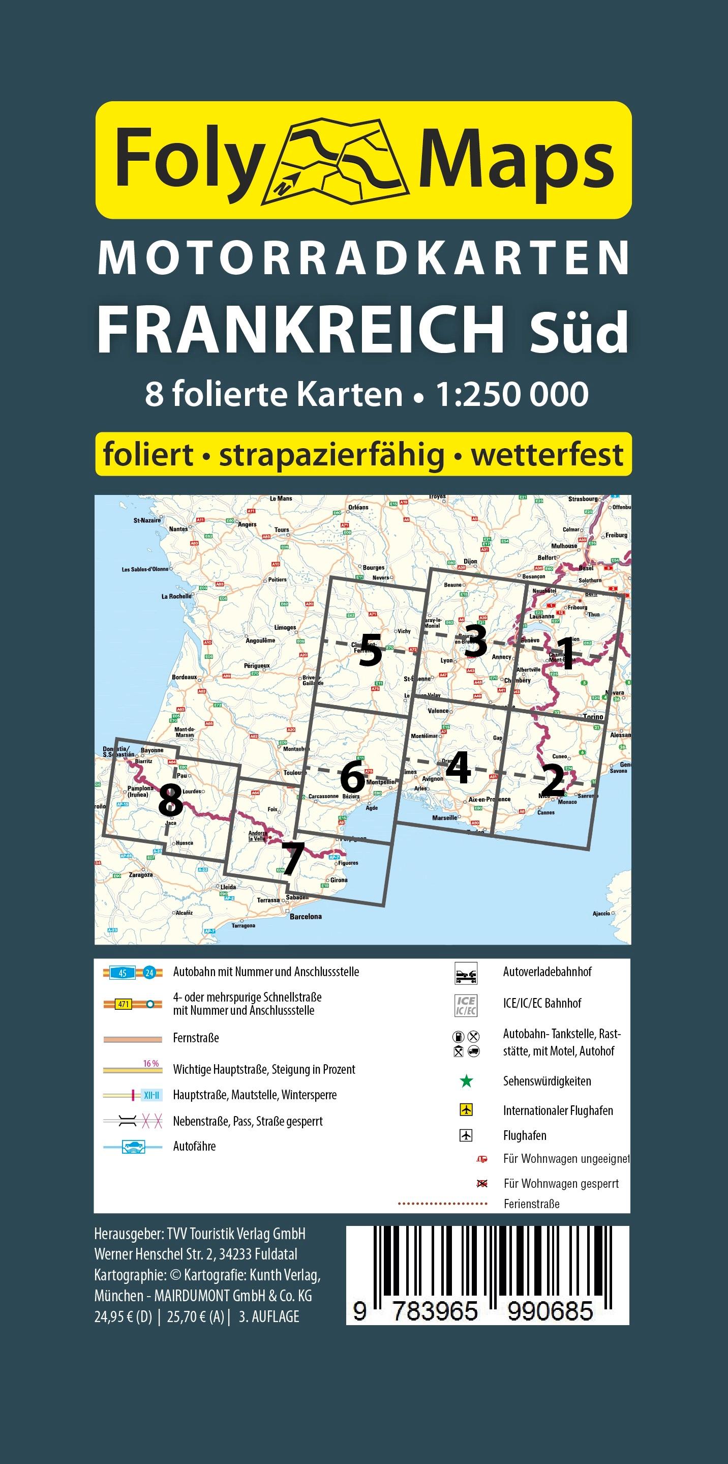 Rückseitencover FolyMaps Motorradkarten Frankreich Süd