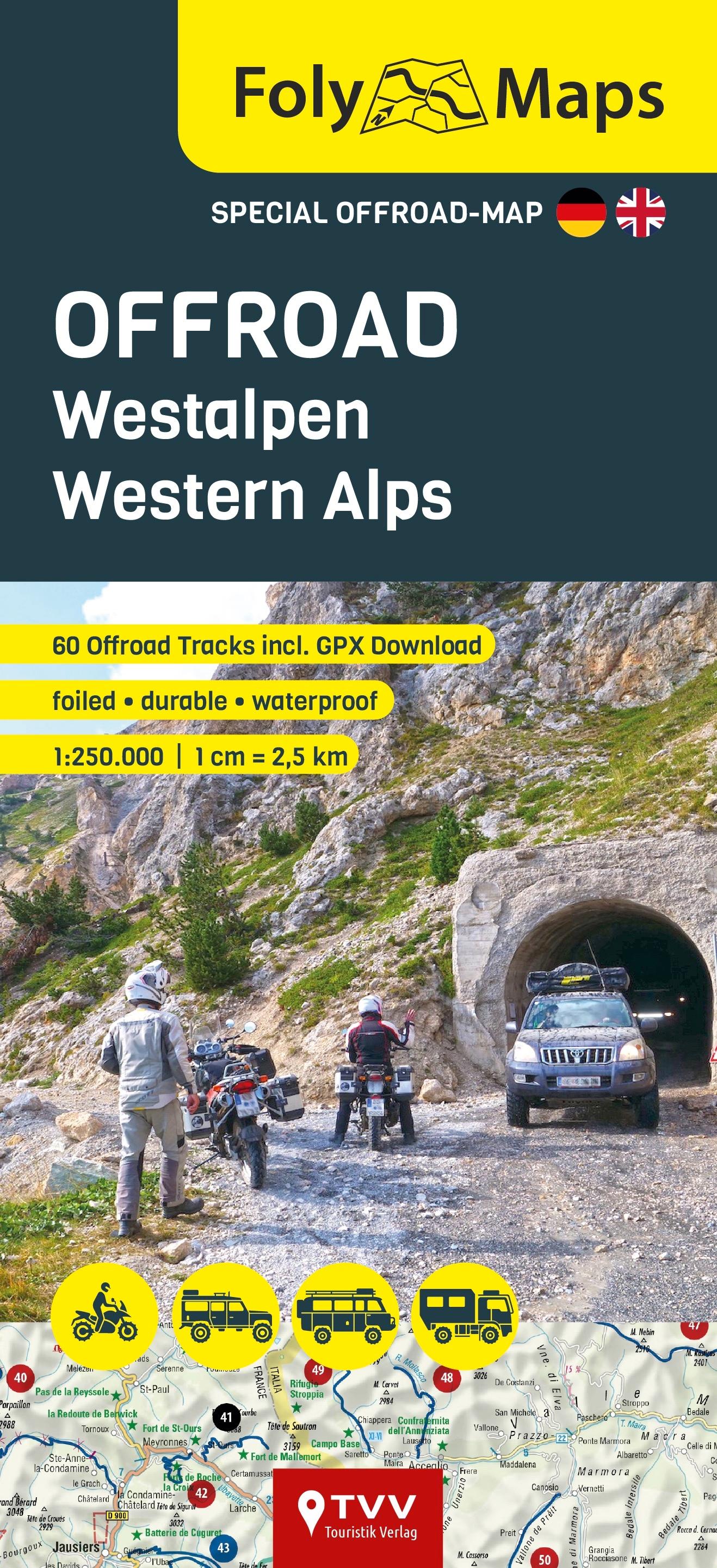 Vorderes Coverbild FolyMaps OFFROAD Westalpen 1:250 000