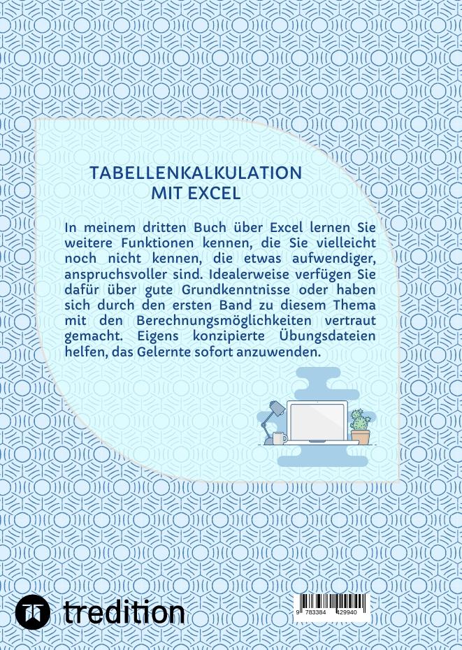 Rückseitencover Tabellenkalkulation mit Excel