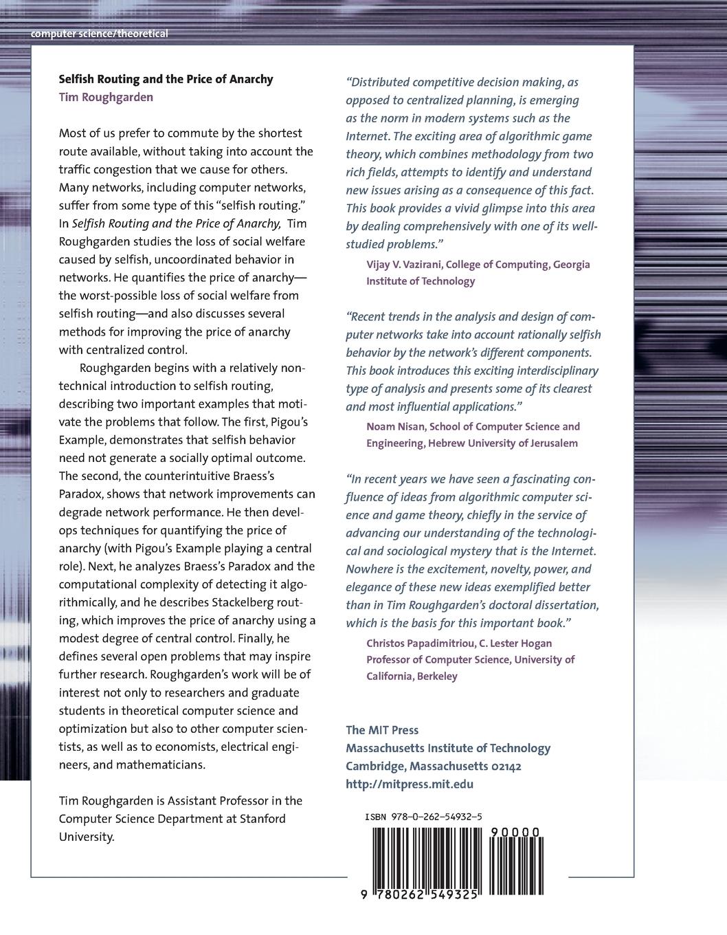 Rückseitencover Selfish Routing and the Price of Anarchy