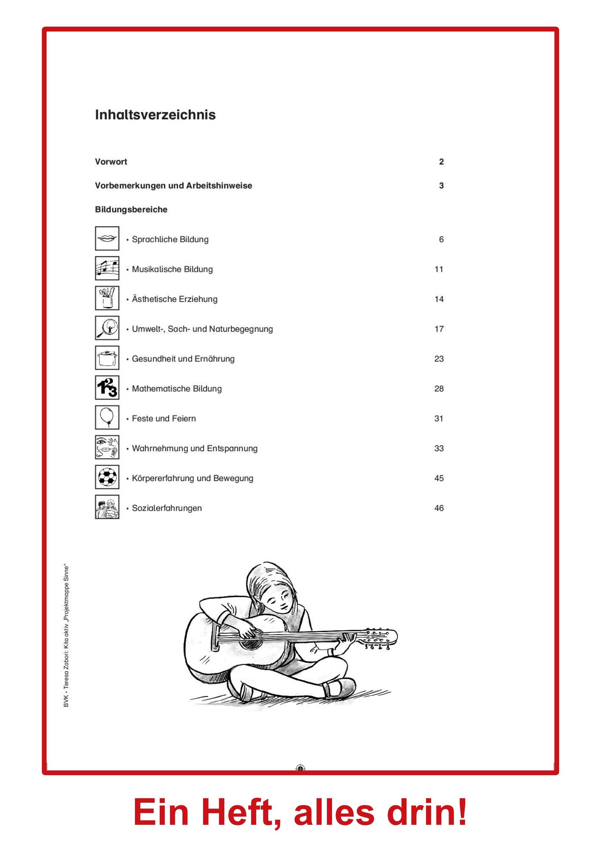 Beispielinhalt (Bild) Kita aktiv Projektmappe Sinne