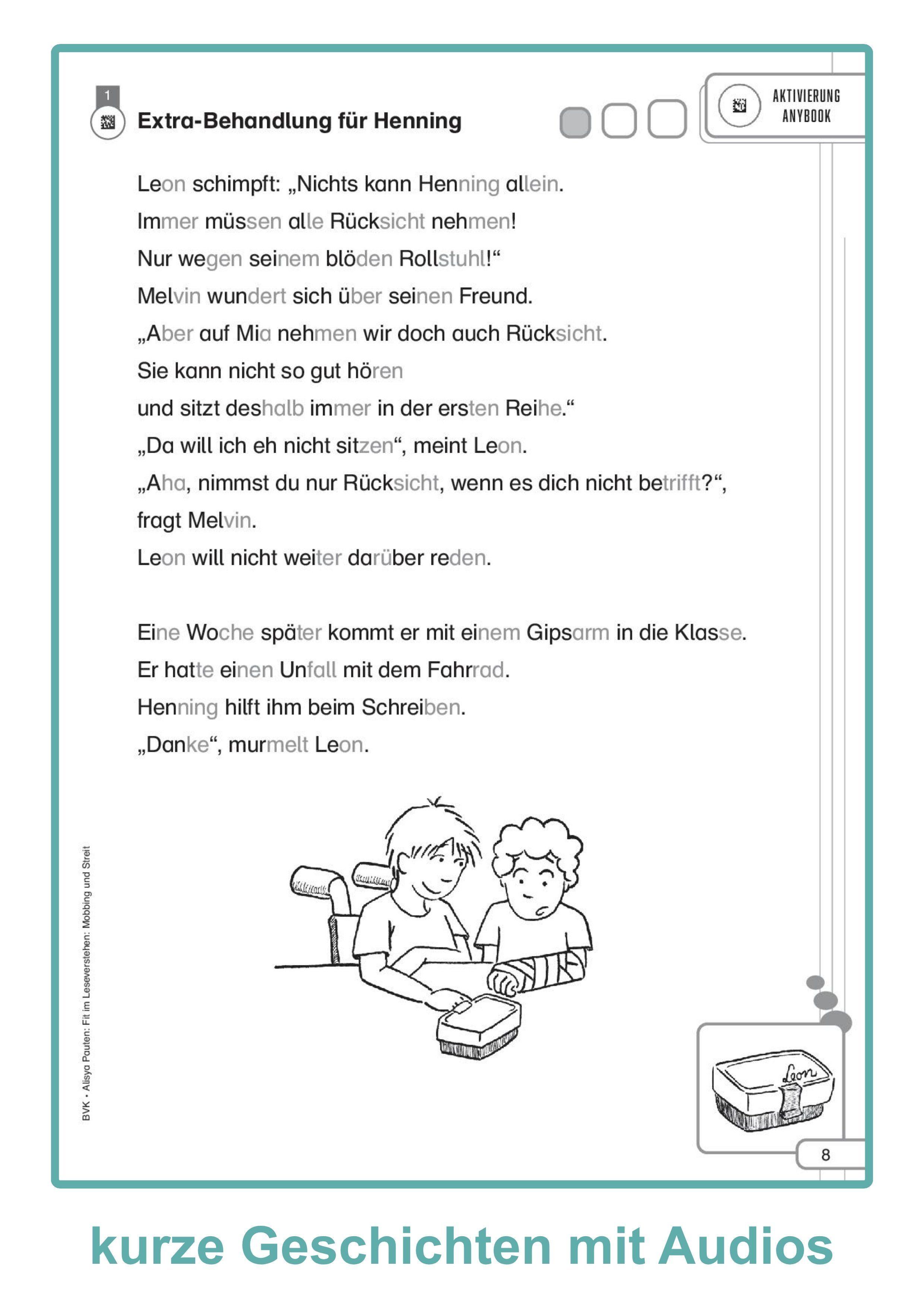 Beispielinhalt (Bild) Fit im Leseverstehen - Mobbing und Streit