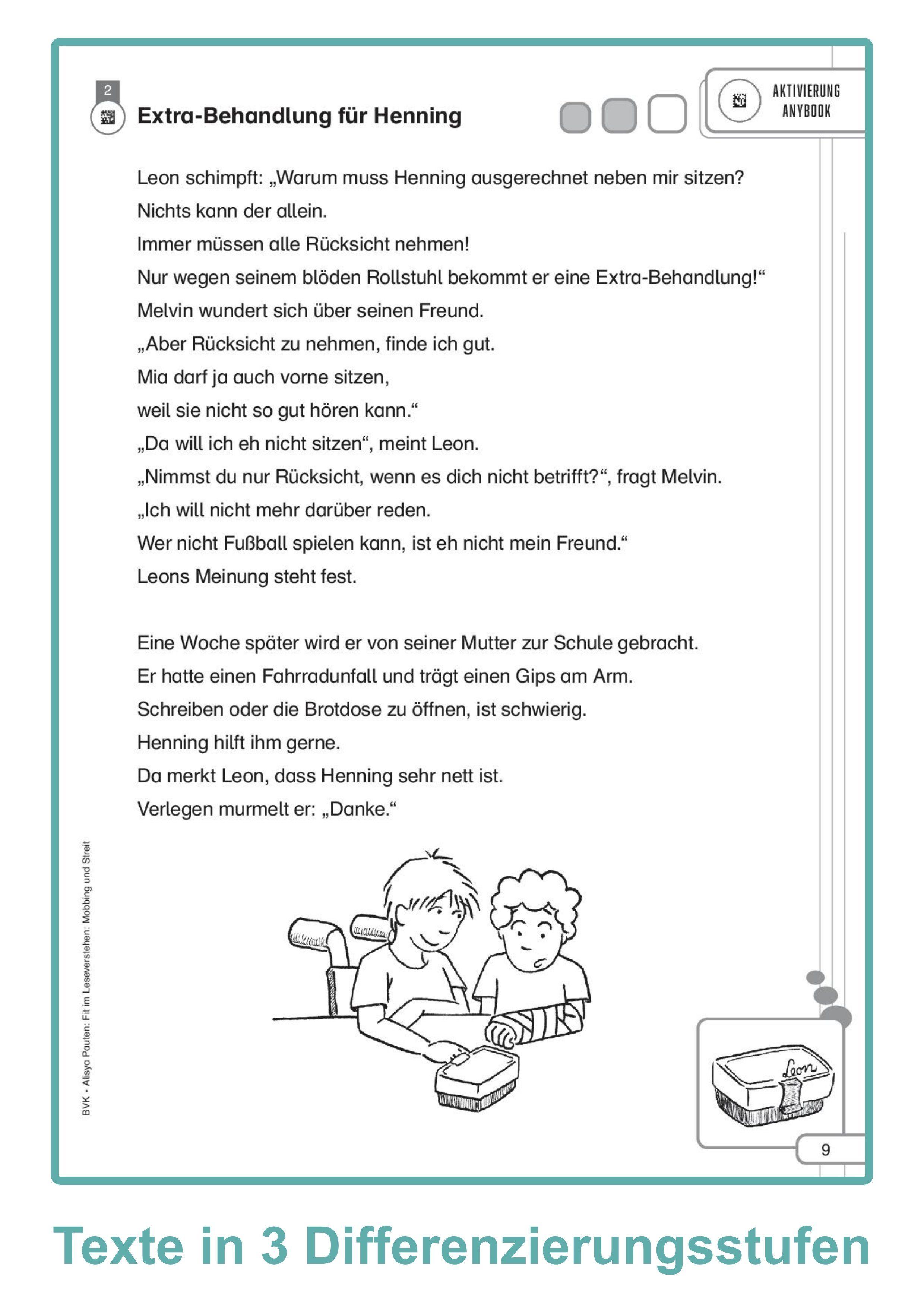 Beispielinhalt (Bild) Fit im Leseverstehen - Mobbing und Streit