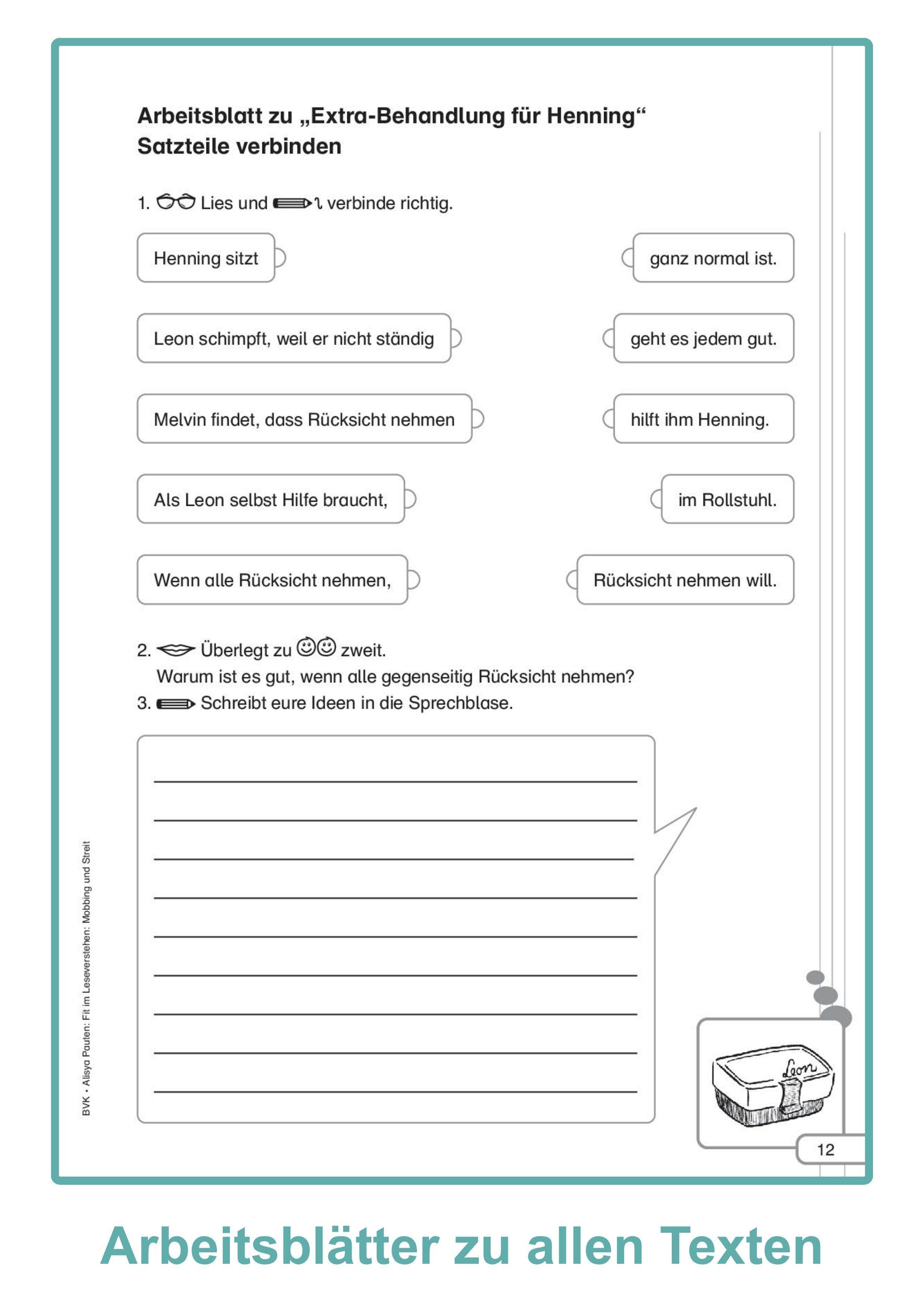 Beispielinhalt (Bild) Fit im Leseverstehen - Mobbing und Streit