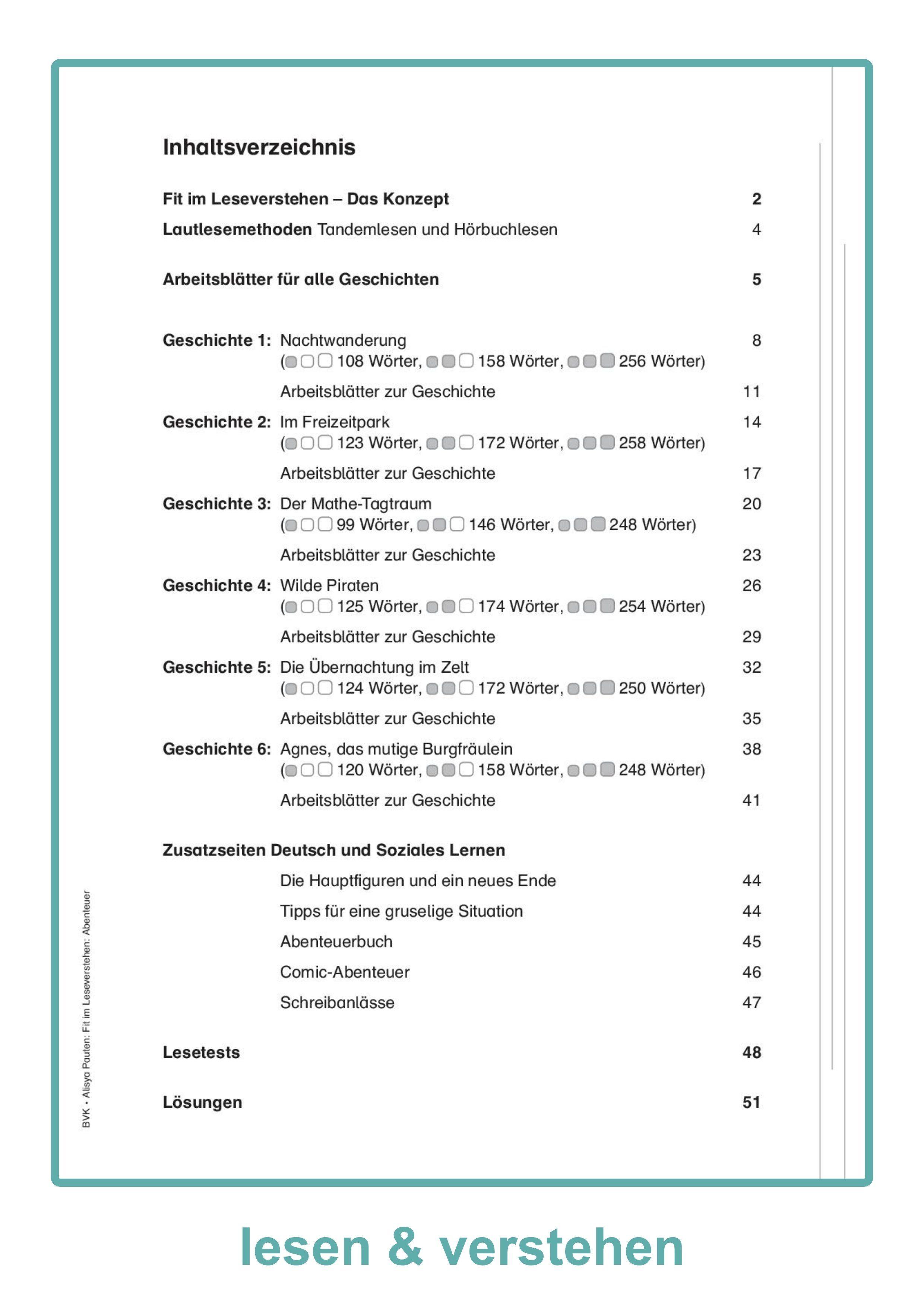 Beispielinhalt (Bild) Fit im Leseverstehen - Abenteuer