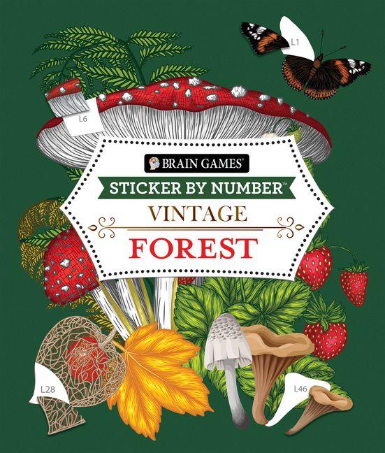Vorderes Coverbild Brain Games - Sticker by Number - Vintage: Forest (28 Images to Sticker)
