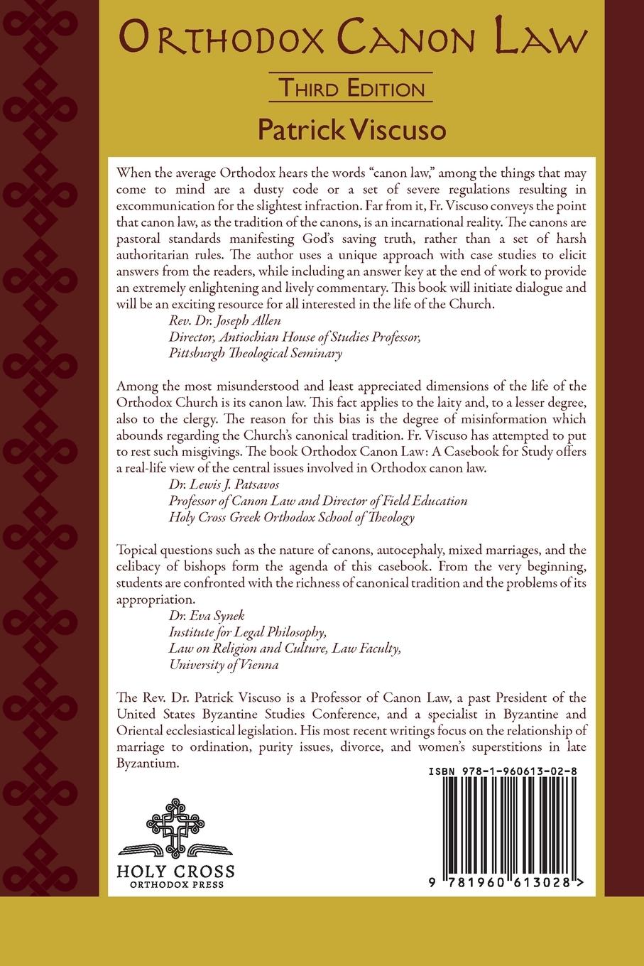 Rückseitencover Orthodox Canon Law