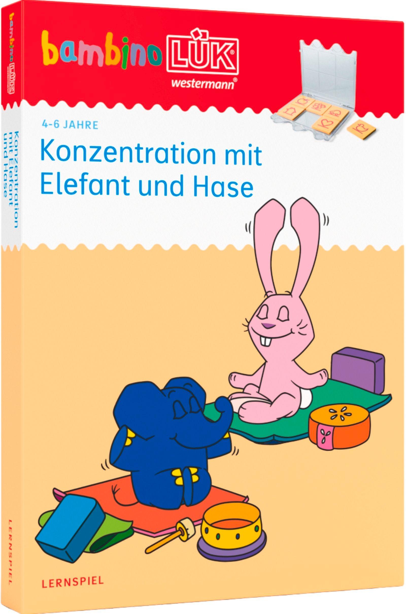 Vorderes Coverbild bambinoLÜK-Set. Kindergarten/Vorschule Konzentration mit Elefant und Hase