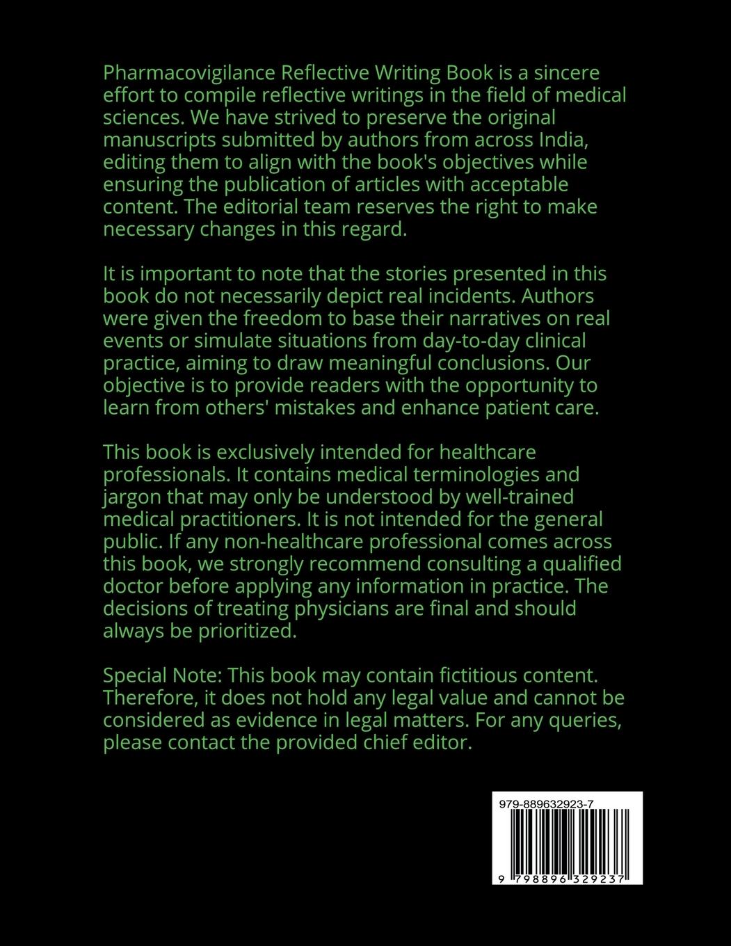 Rückseitencover Pharmacovigilance Reflective Writing Book