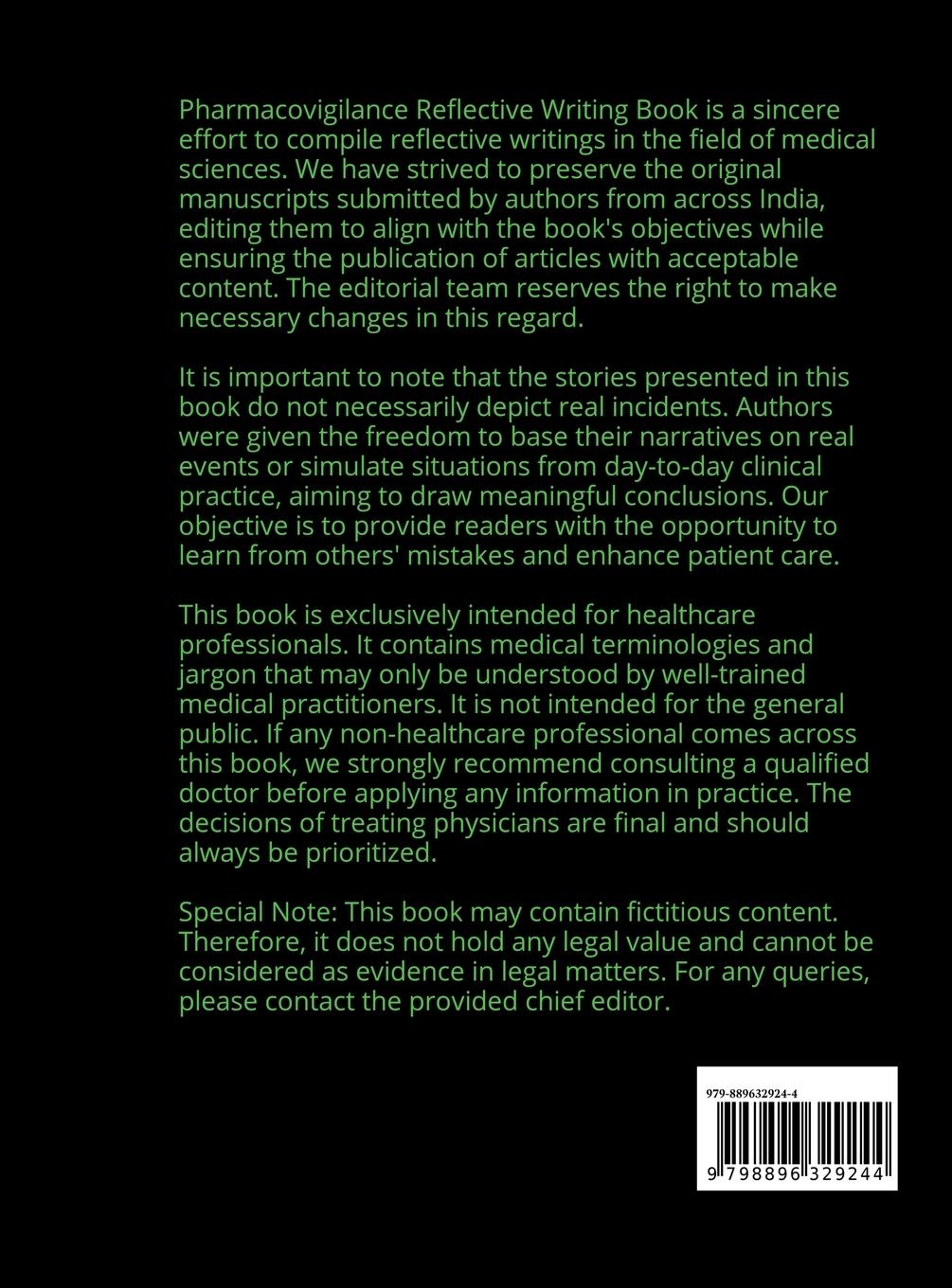 Rückseitencover Pharmacovigilance Reflective Writing Book