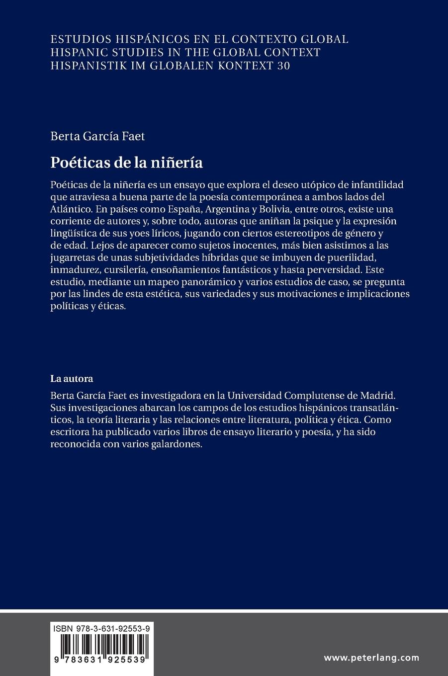 Rückseitencover Poéticas de la niñería