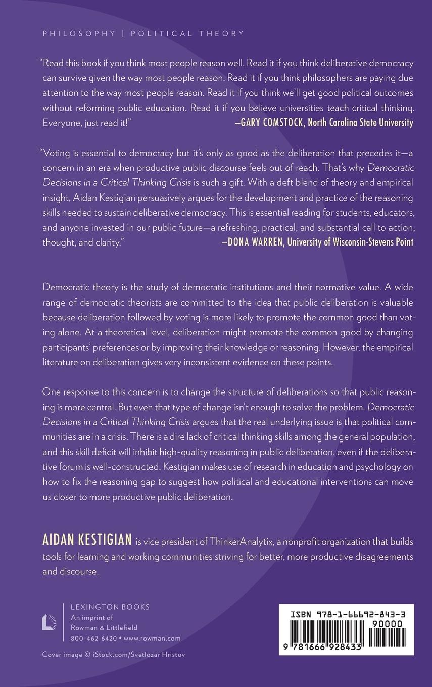 Rückseitencover Democratic Decisions in a Critical Thinking Crisis