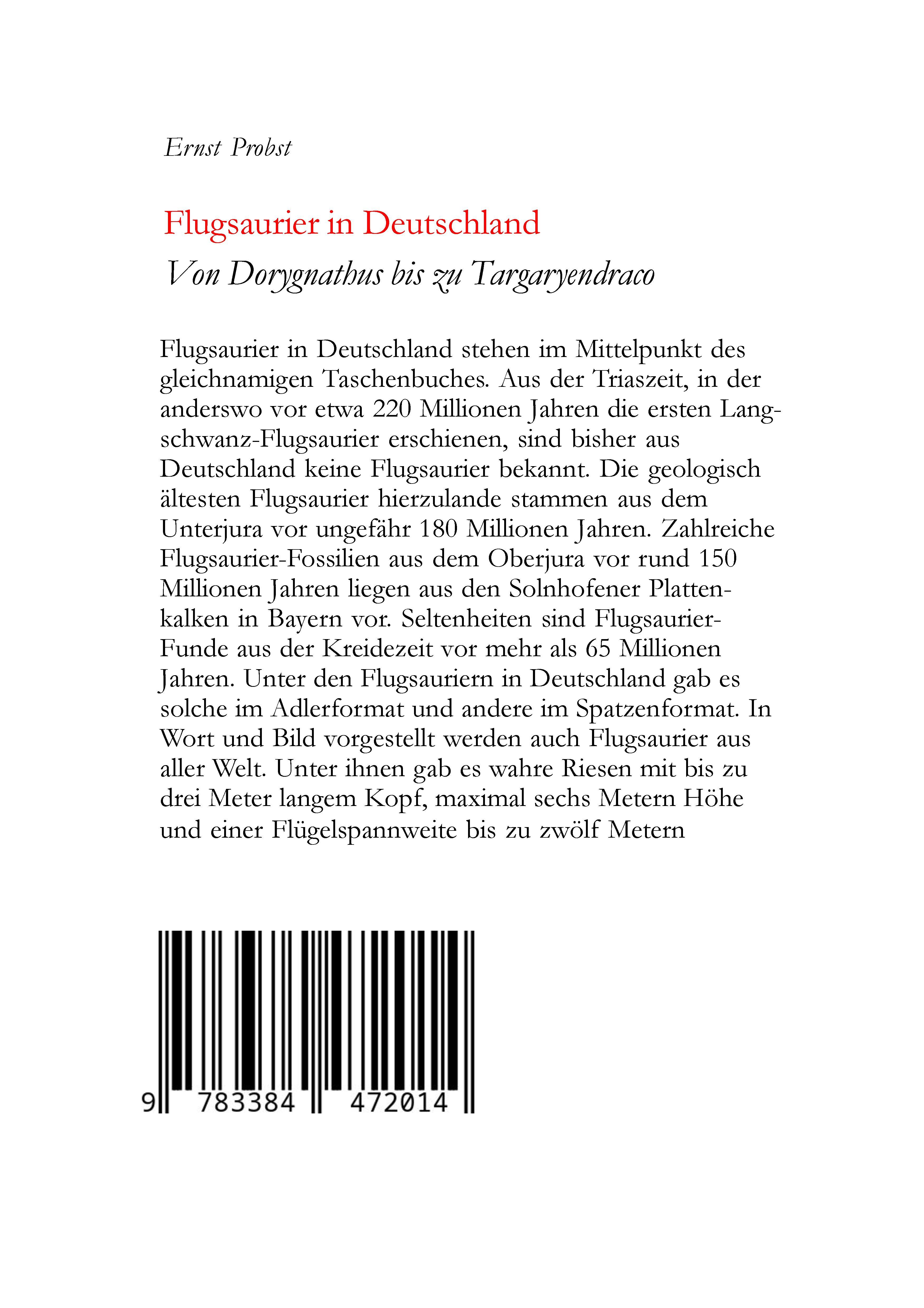 Rückseitencover Flugsaurier in Deutschland