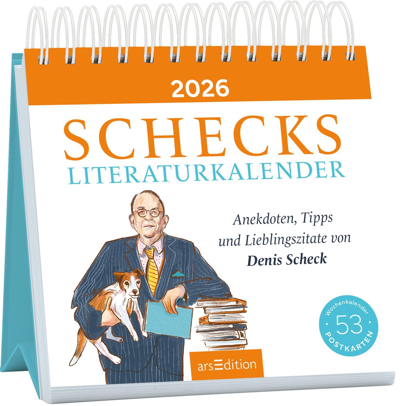 Vorderes Coverbild Postkartenkalender Schecks Literaturkalender 2026