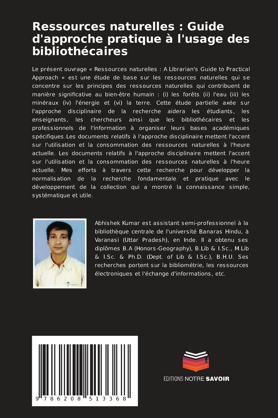 Rückseitencover Ressources naturelles : Guide d'approche pratique à l'usage des bibliothécaires