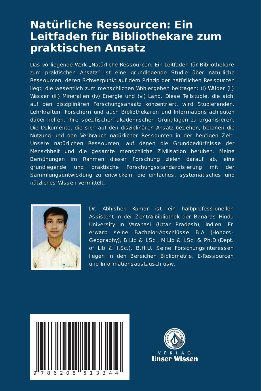 Rückseitencover Natürliche Ressourcen: Ein Leitfaden für Bibliothekare zum praktischen Ansatz